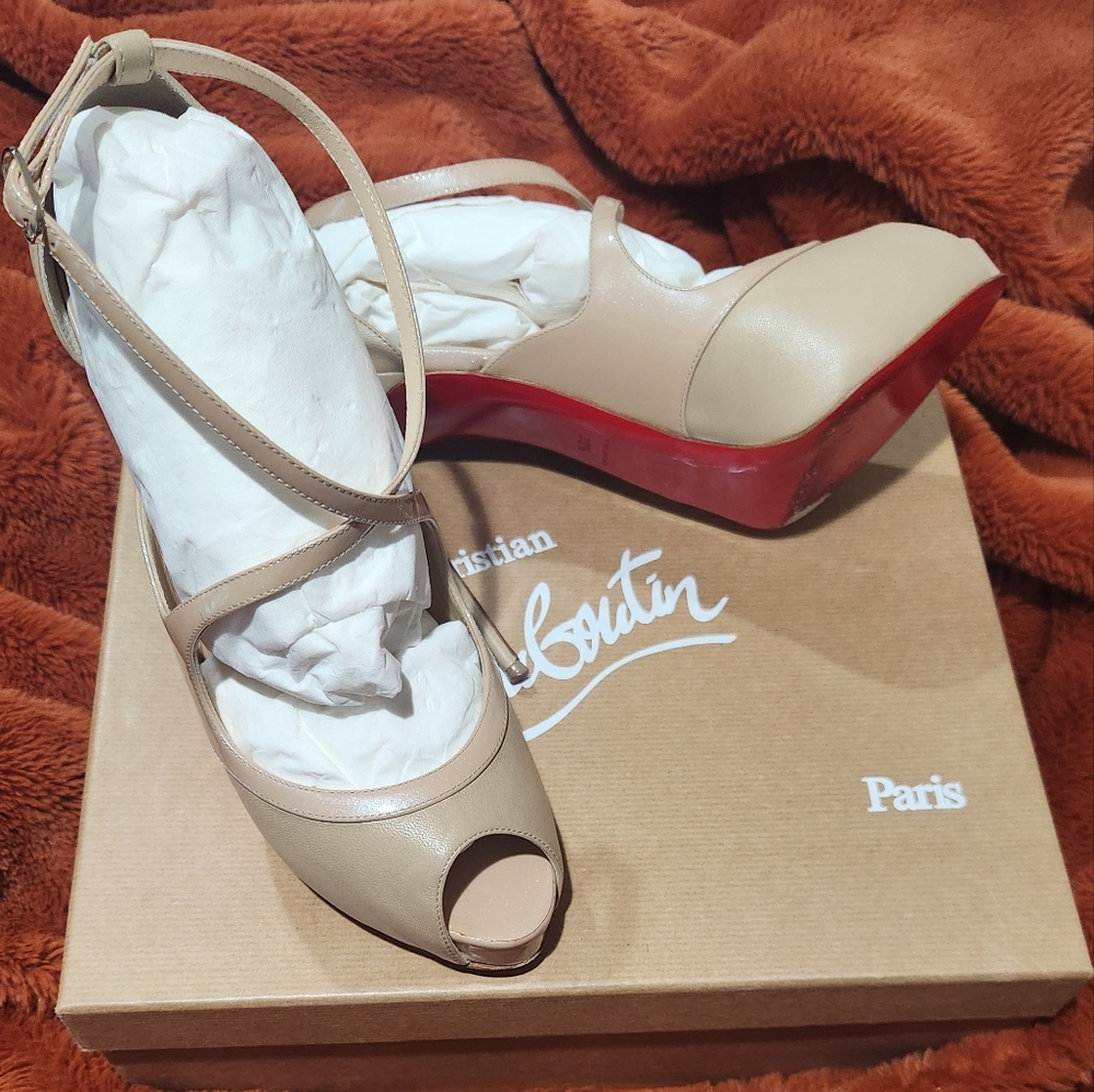 Christian louboutin mira bella 100 nappa nude heels